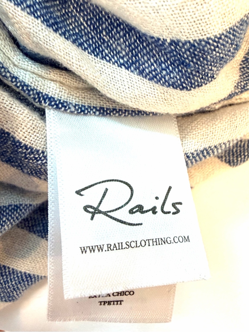 Rails Raquel Echo Stripe Linen Blend Wrap Top Blue and White Stripe Wrap Top XS - Picture 6 of 11